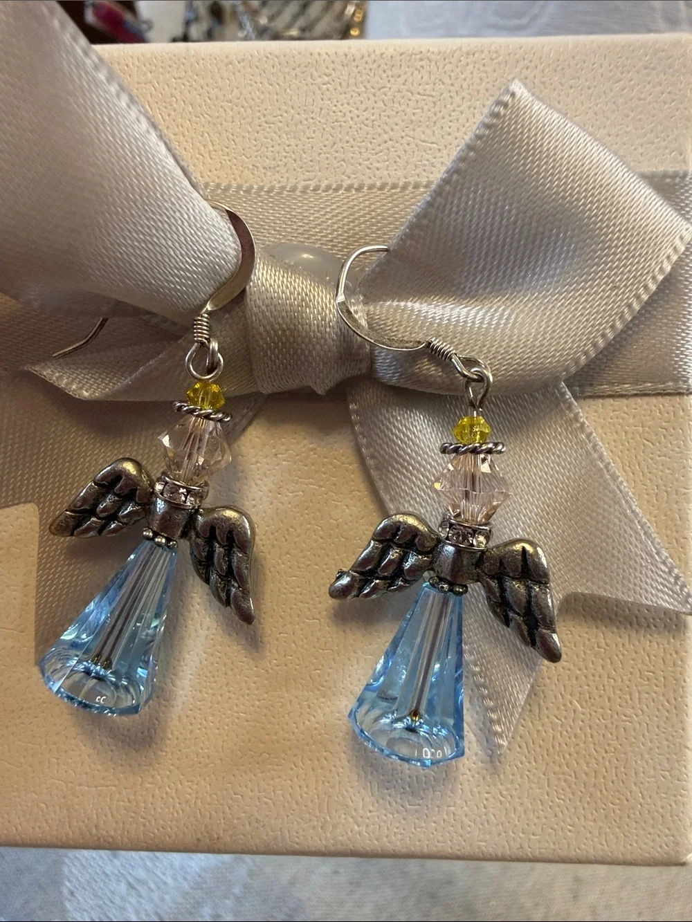 Delicate Blue Angel Drop Earrings - Women Jewelry